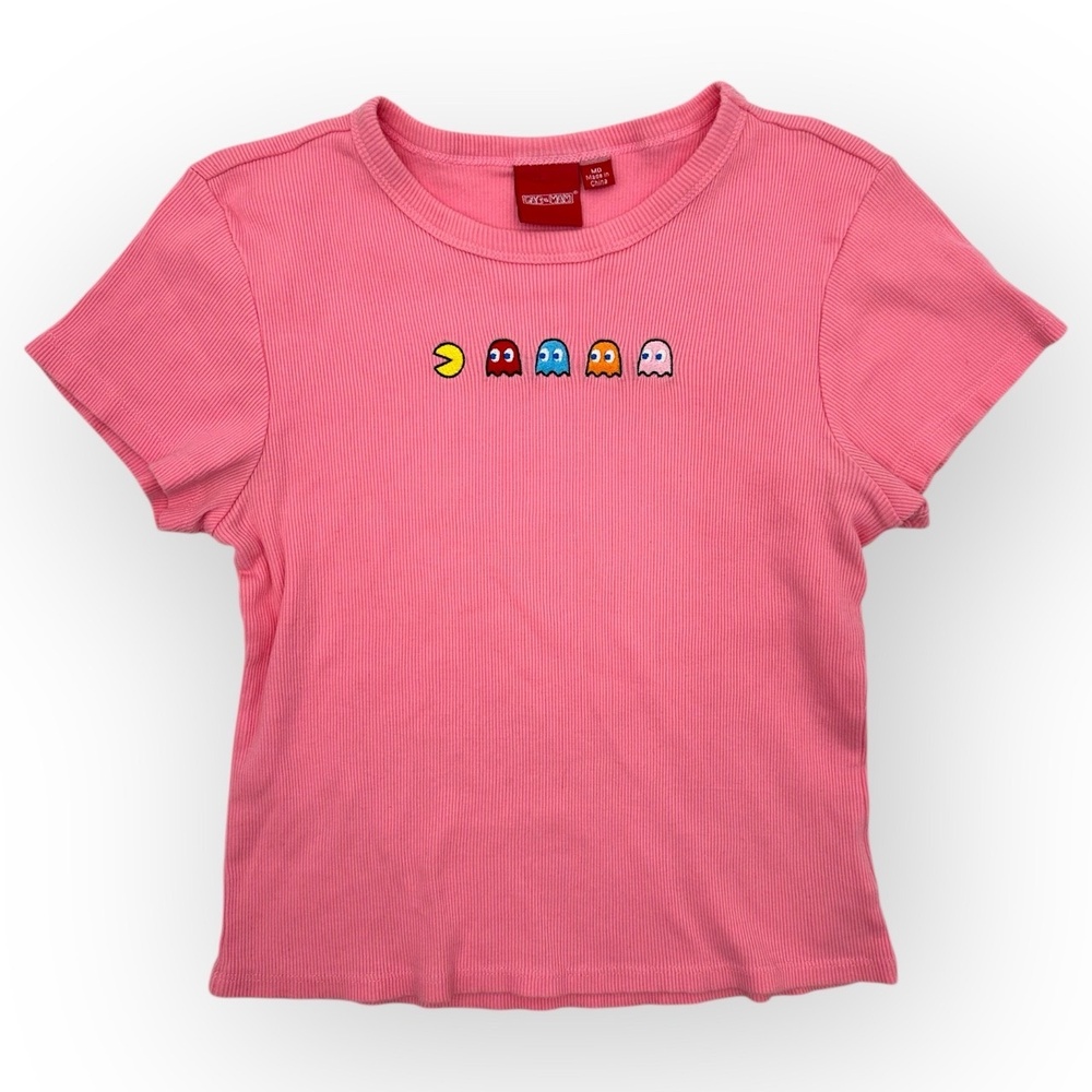 Y2PAC-MAN Pink Short Sleeve Pac-Man Graphic Cropped T-shirt Baby Tee Medium